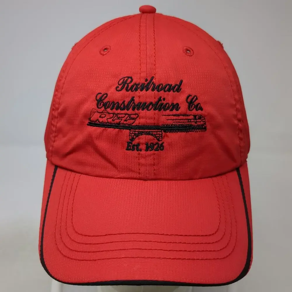 KC Caps Railroad Construction Co Train Baseball Cap Red One Size Strapback Hat